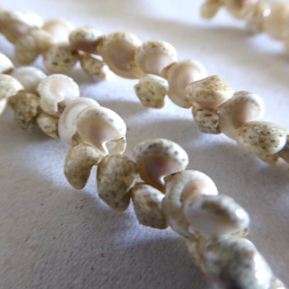 VINTAGE HAWAIIAN 32”-36” PIKAKE NATURAL MINI TURBO SHELL NECKLACE LEI SET OF 6 - Picture 5 of 8